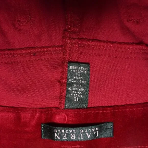 Lauren Ralph Lauren VTG 90s Bright Red Pant Sz 10 Velvety Soft Boot Cut Mid Rise - Picture 11 of 13